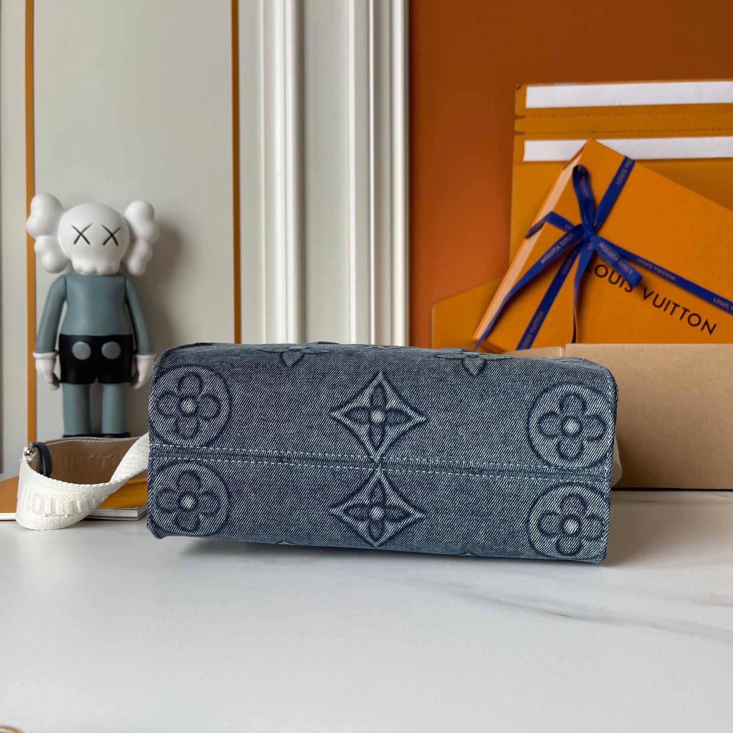 Upcycled LV Designer Denim Monogram Handbag