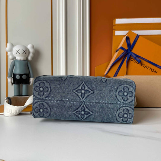 Upcycled LV Designer Denim Monogram Handbag