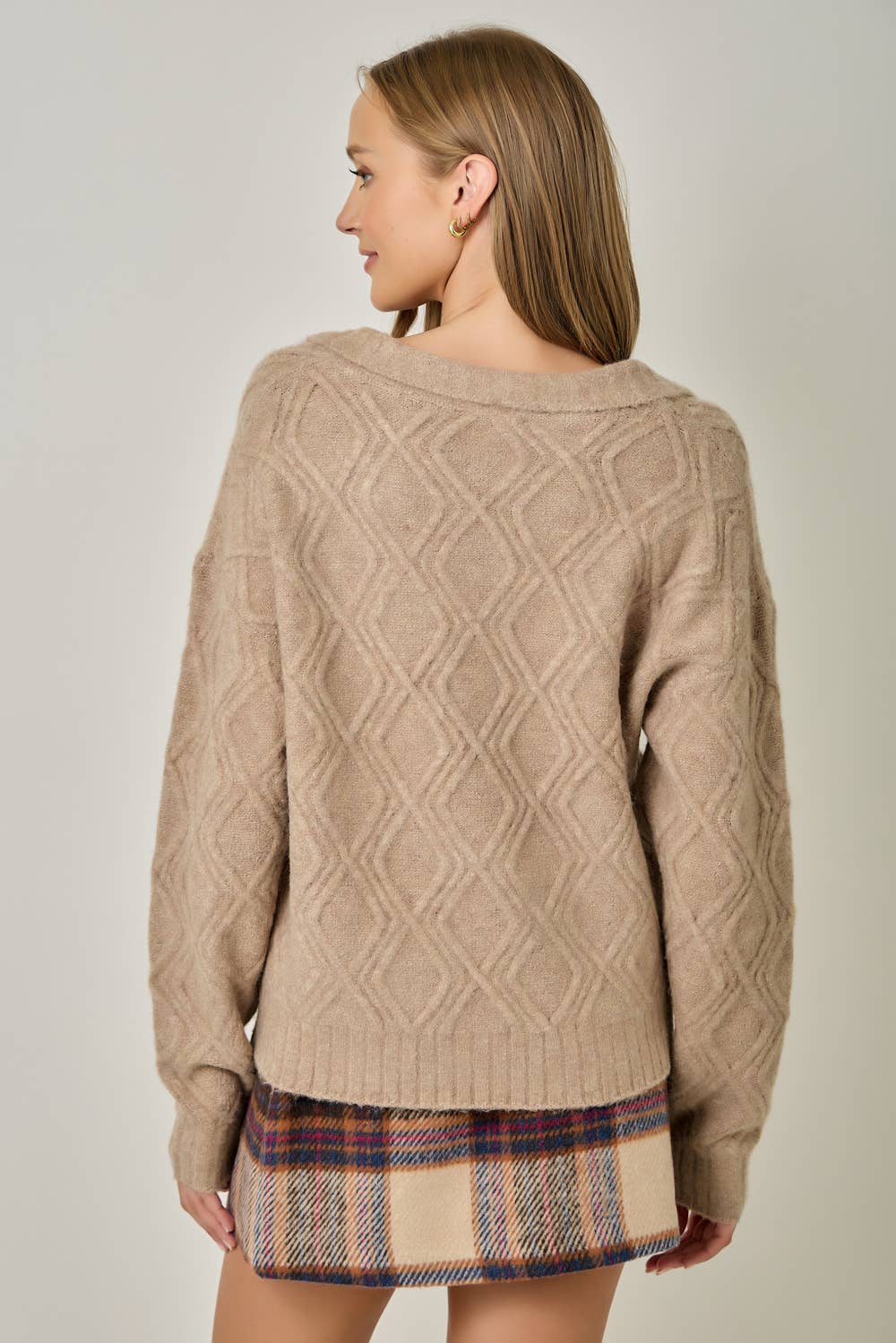 Diamond Textured Mohair Pullover