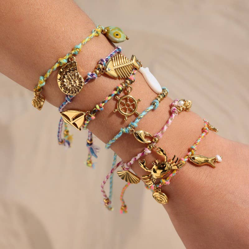 18K Stainless Steel Ocean Charm Bracelet - Waterproof