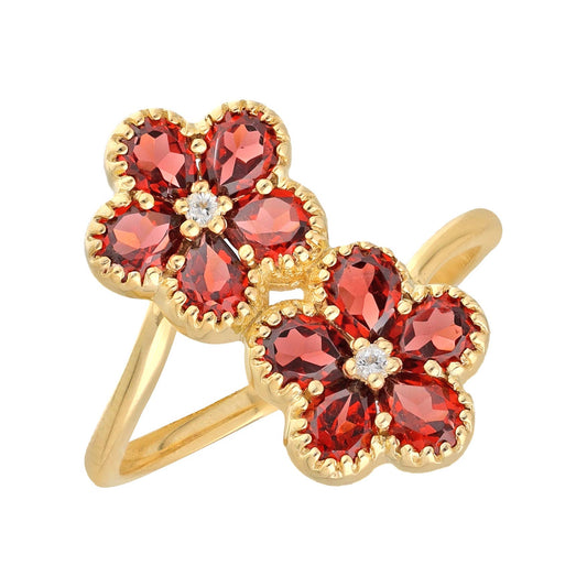 Garnet Blossom Bypass Ring