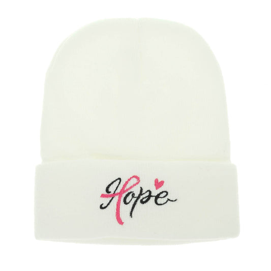Breast Cancer Awareness “Hope” Script Knit Beanie