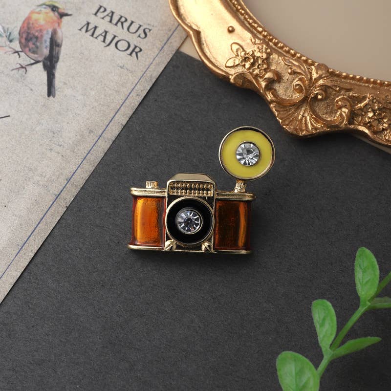 Vintage Baroque Brooch Enamel Plant Animal Pin