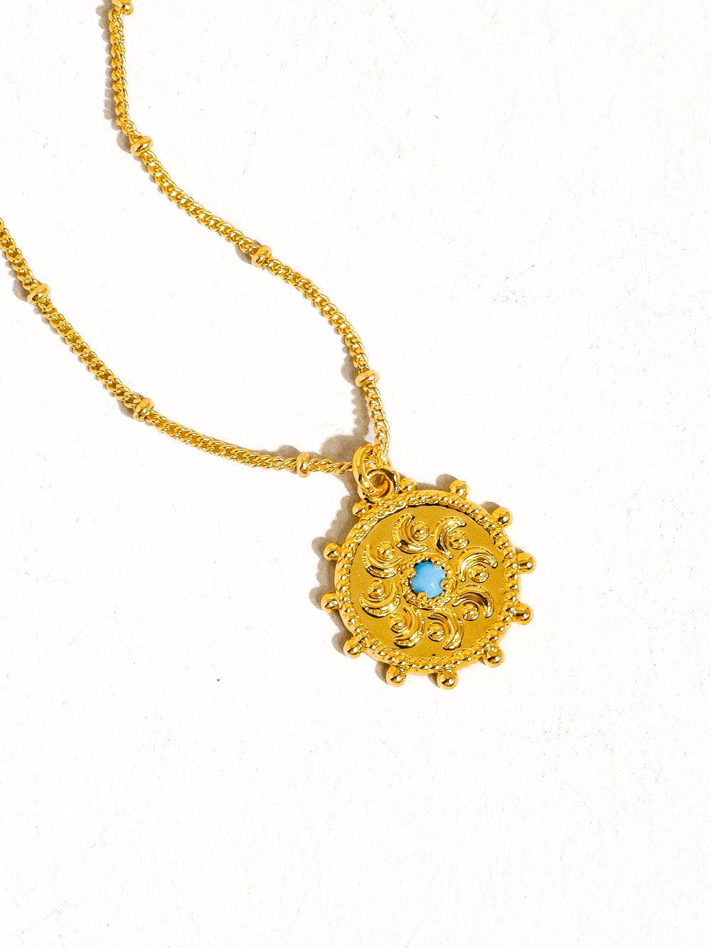 Stassie Turquoise Stone Sun Necklace - 18K Gold