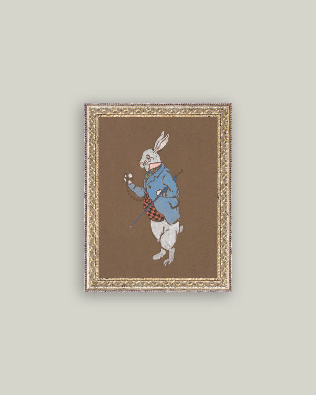 White Rabbit Framed Antique Art