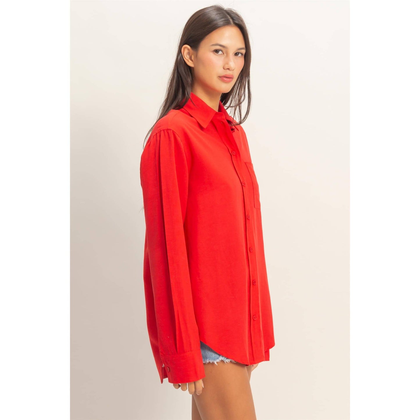 Linen Blend Button-Up Shirt