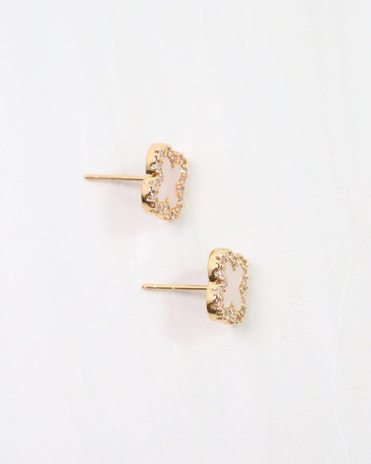 Bisbee CZ Clover Stud Earring Mother of Pearl
