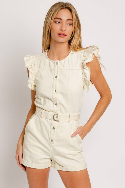 TWILL BUTTON DOWN ROMPER
