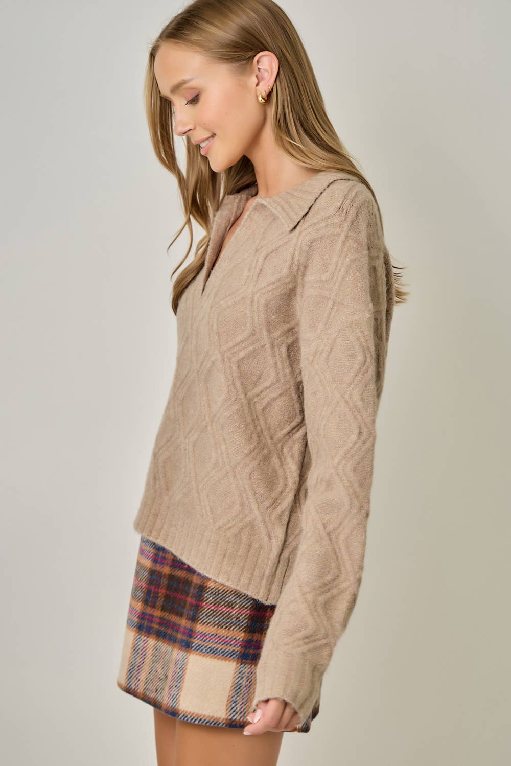 Diamond Textured Mohair Pullover