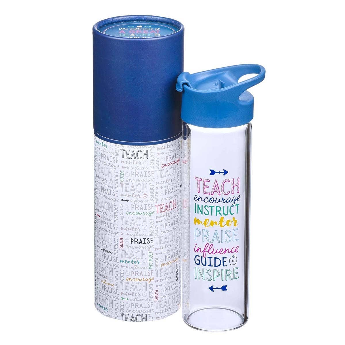 Water Bottle Glass Blue A Great Teacher