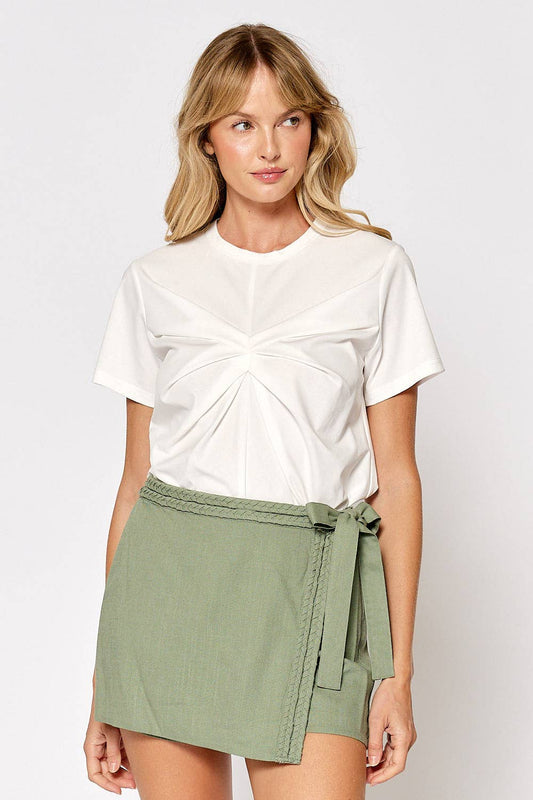 ILT5044 Pleated Detail Short Sleeve T-Shirt