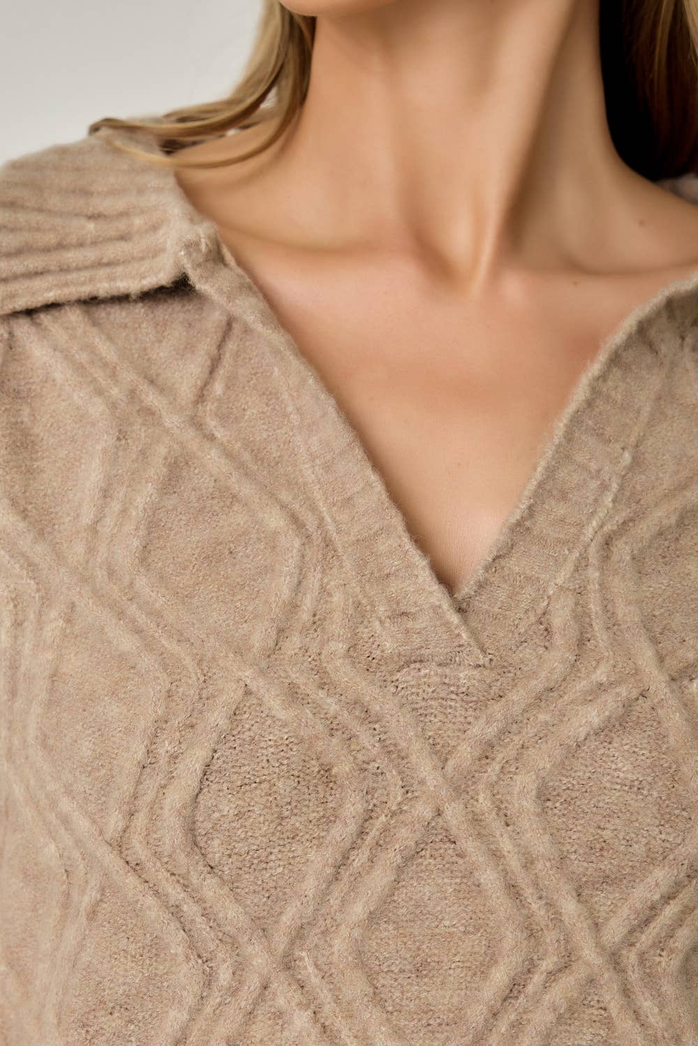 Diamond Textured Mohair Pullover