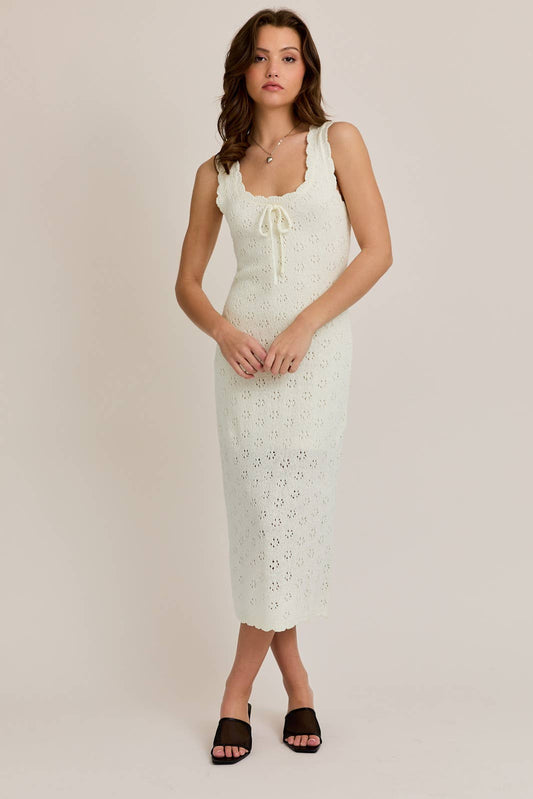 SCALLOP EDGE SLEEVELESS SWEATER MIDI DERSS