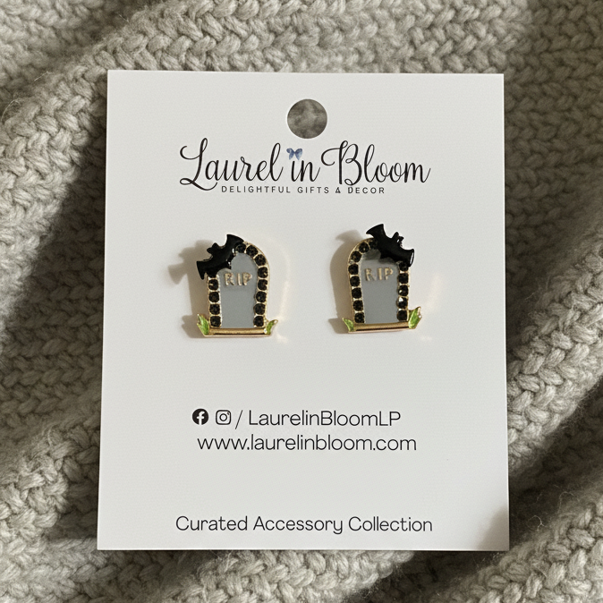 Rest in Peace Tombstone Earrings