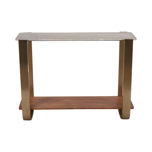 31 in. Gold Iron & Marble Top Console Table