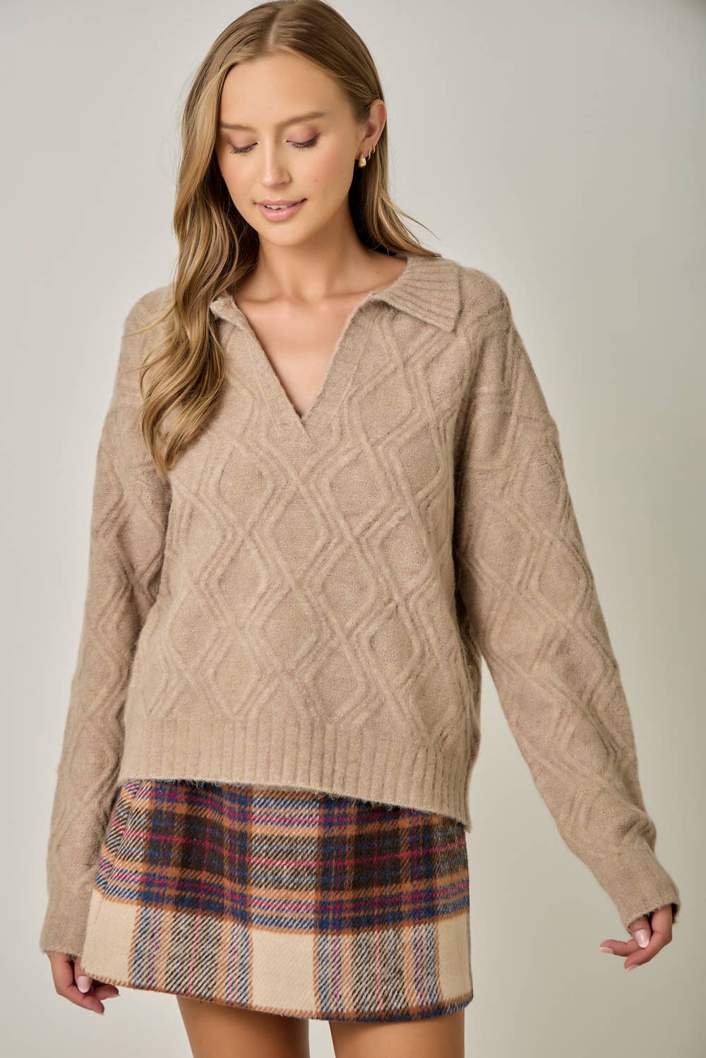 Diamond Textured Mohair Pullover