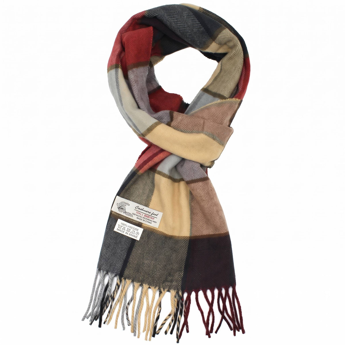 Winter Cashmere Feel Soft Plaid Stripe Scarf Muffler