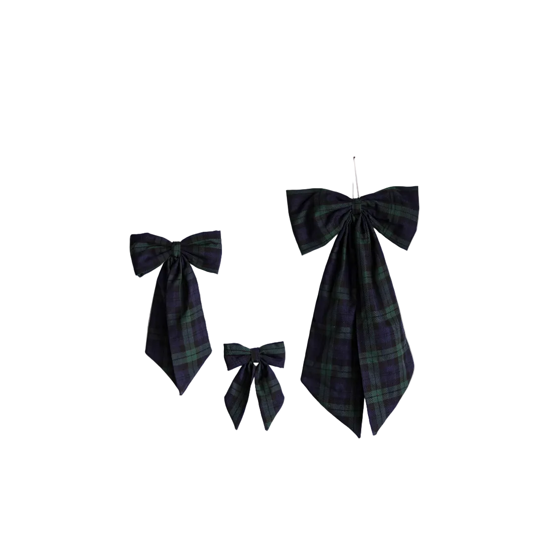 Plaid Green Fabric Bows