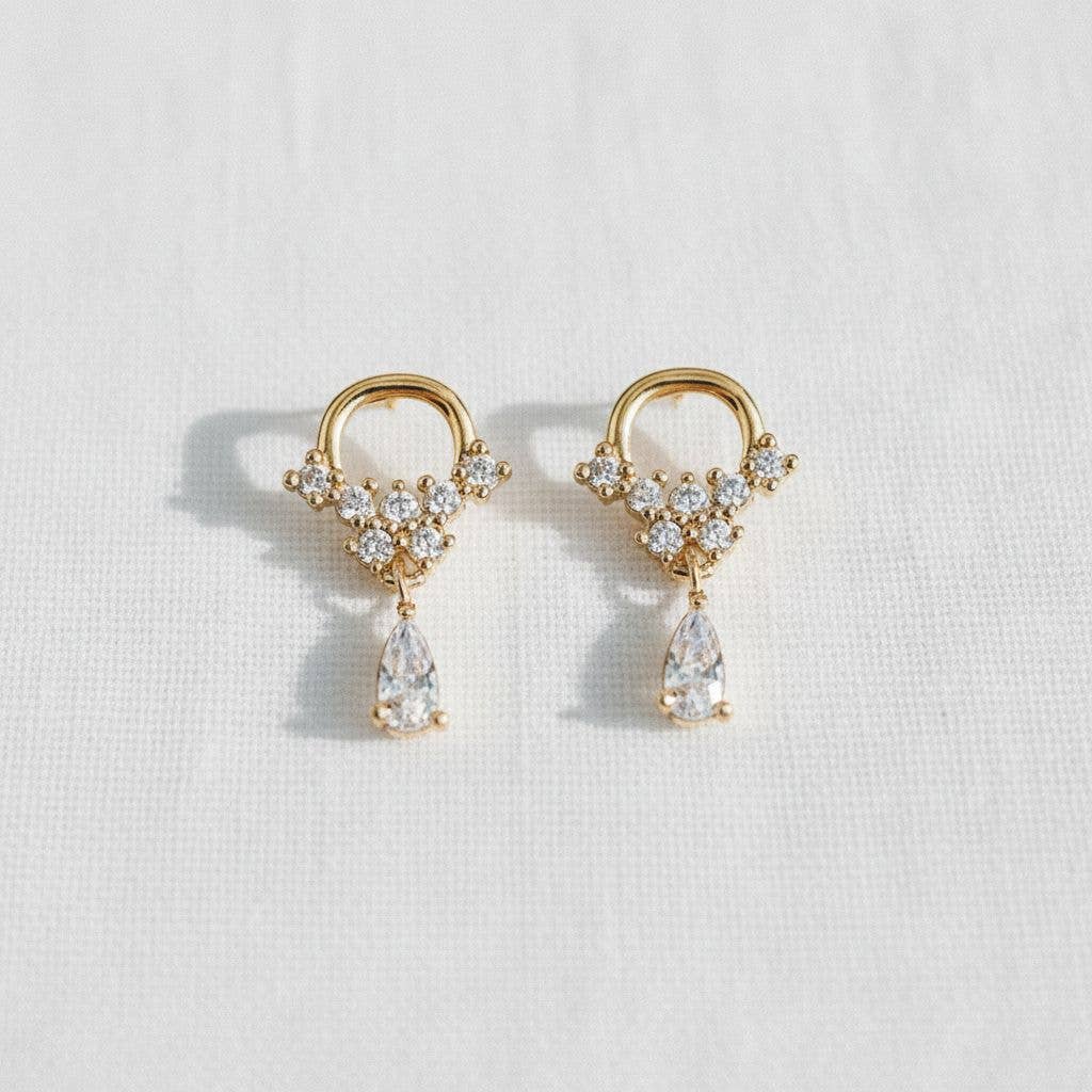Vintage Inspired Cubic Zirconia Geometric Dangle Earrings