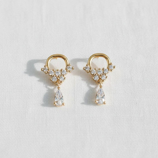 Vintage Inspired Cubic Zirconia Geometric Dangle Earrings