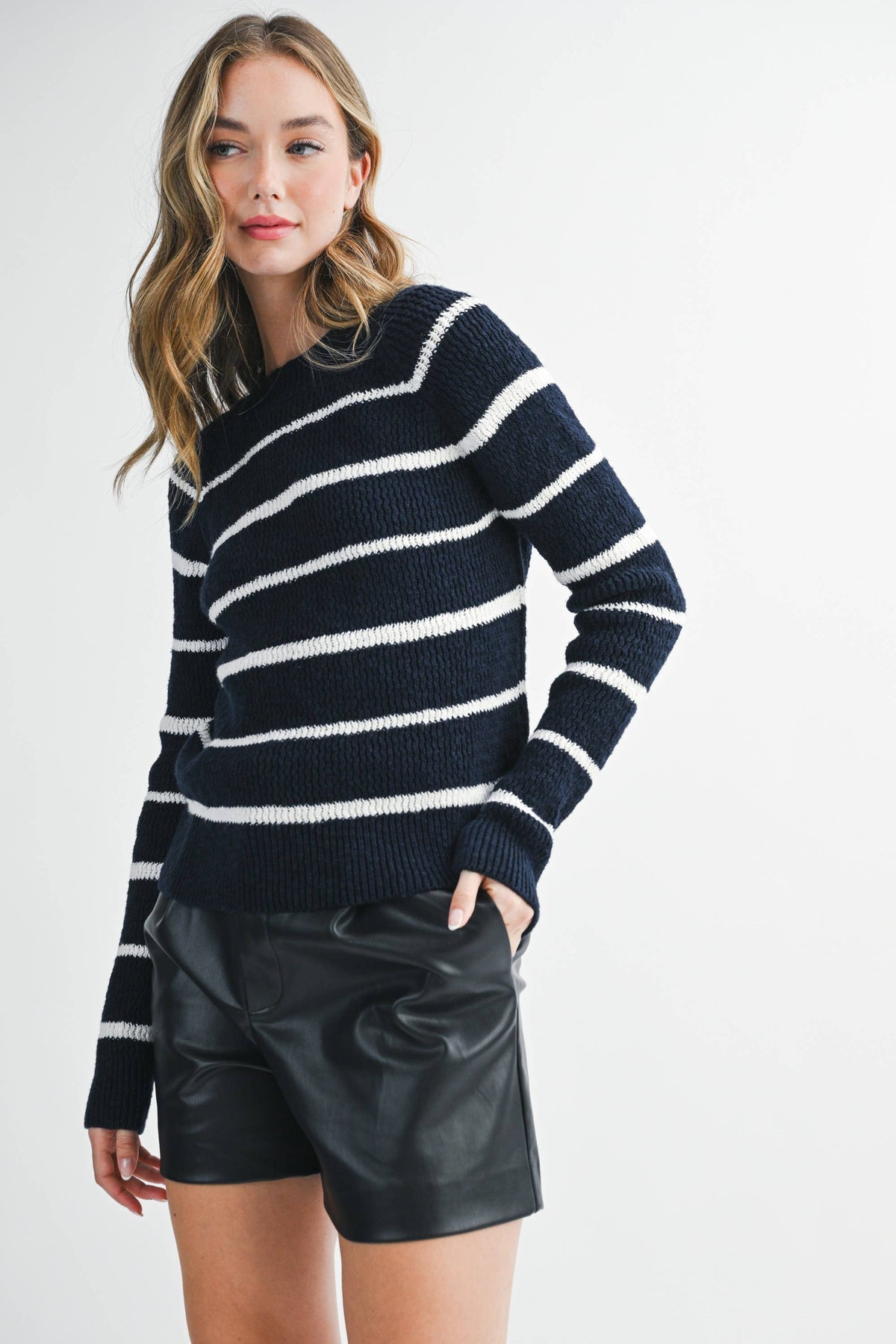 Chunky Ribbed Stripe Crewneck