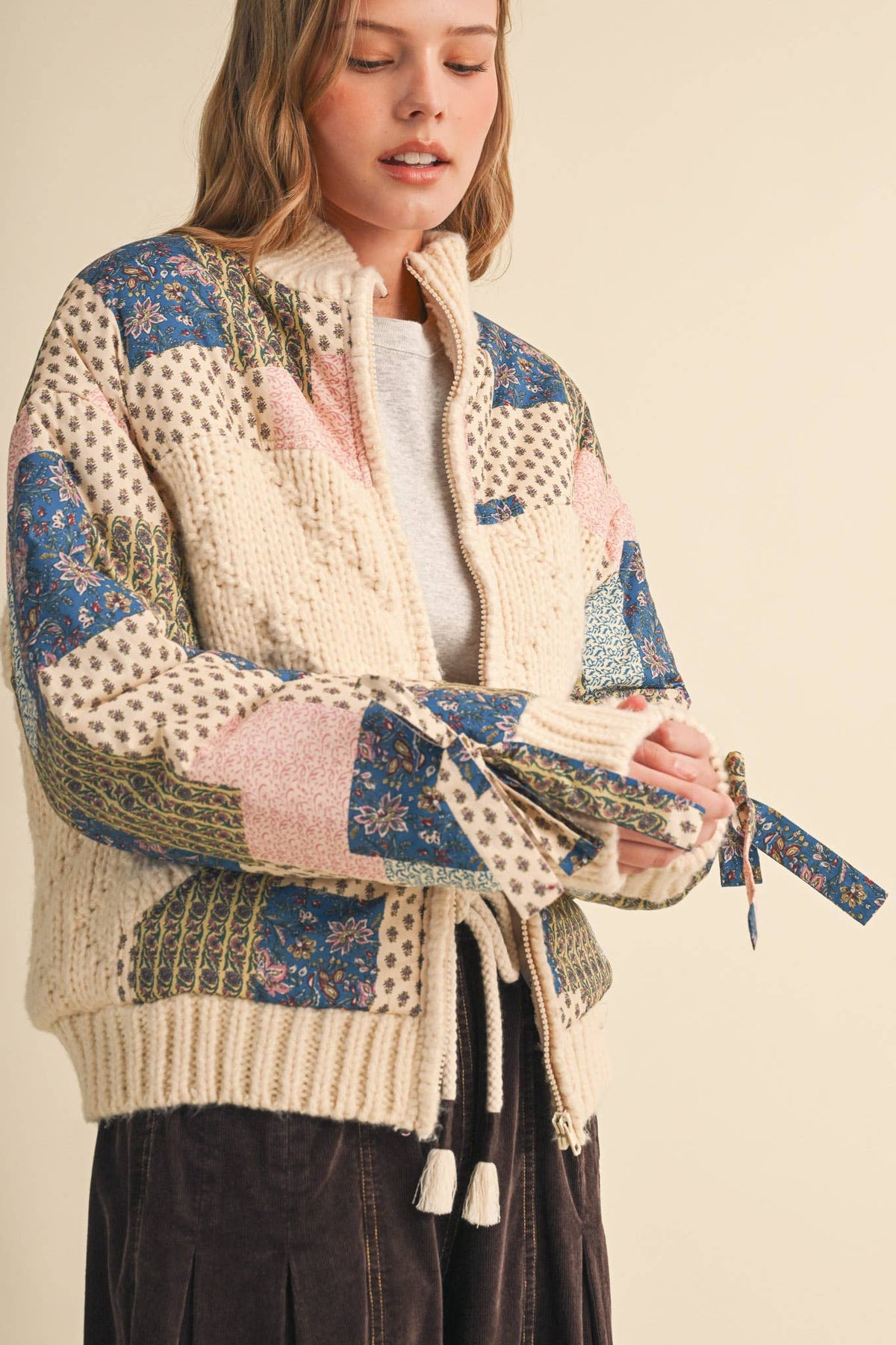 MIXED MEDIA PATCH PRINT JACKET