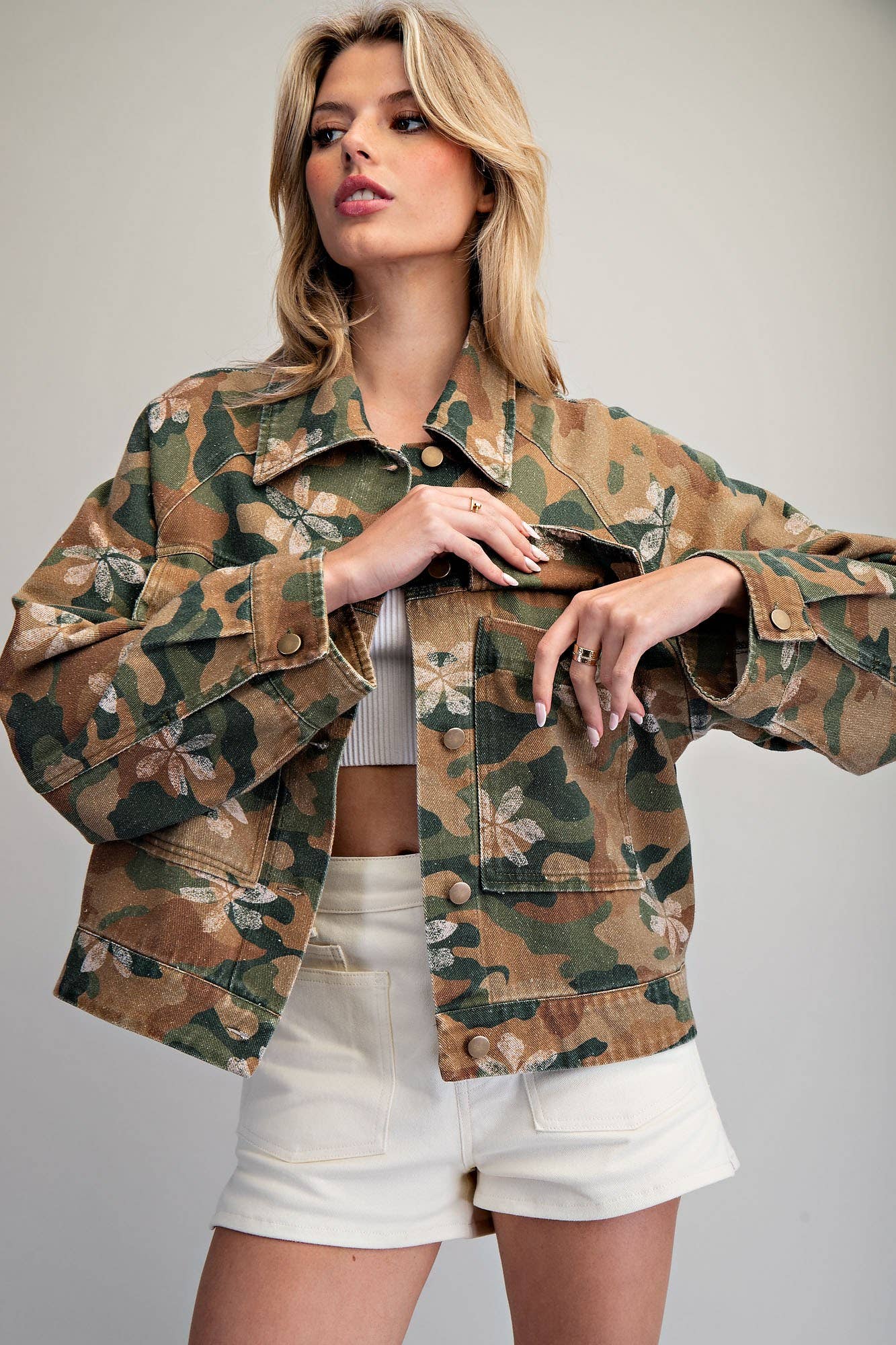 FLORAL CAMO PRINTED JACKET