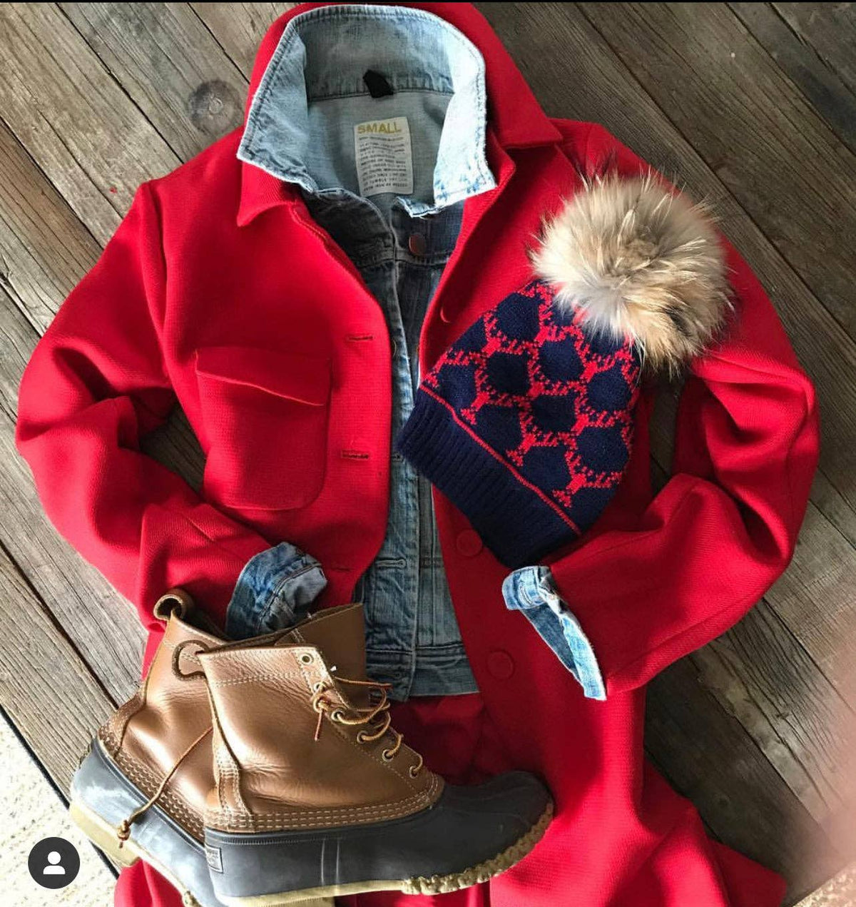 Lobster Pom Pom Beanie Hat Navy/Red