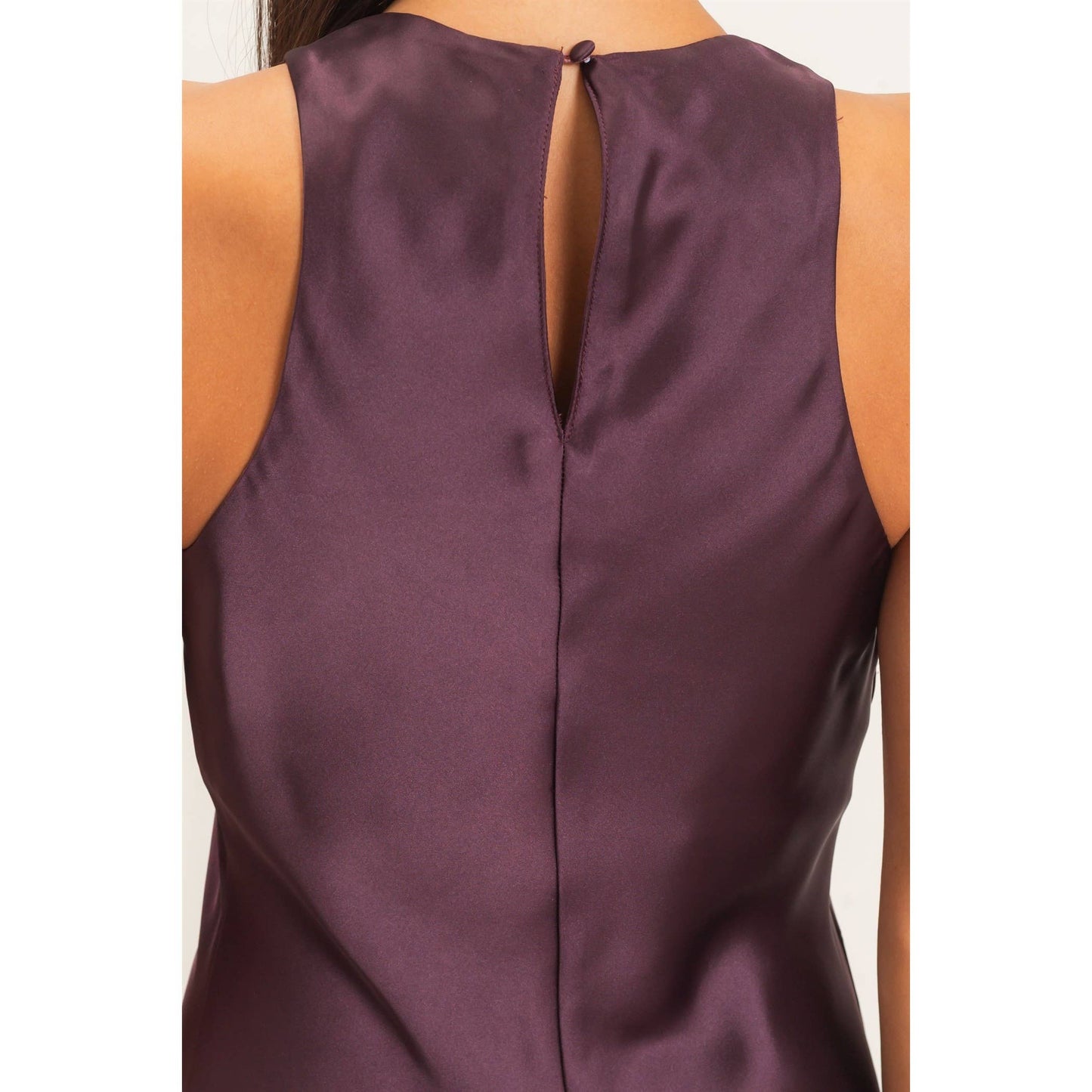 Sleeveless Satin Midi Dress