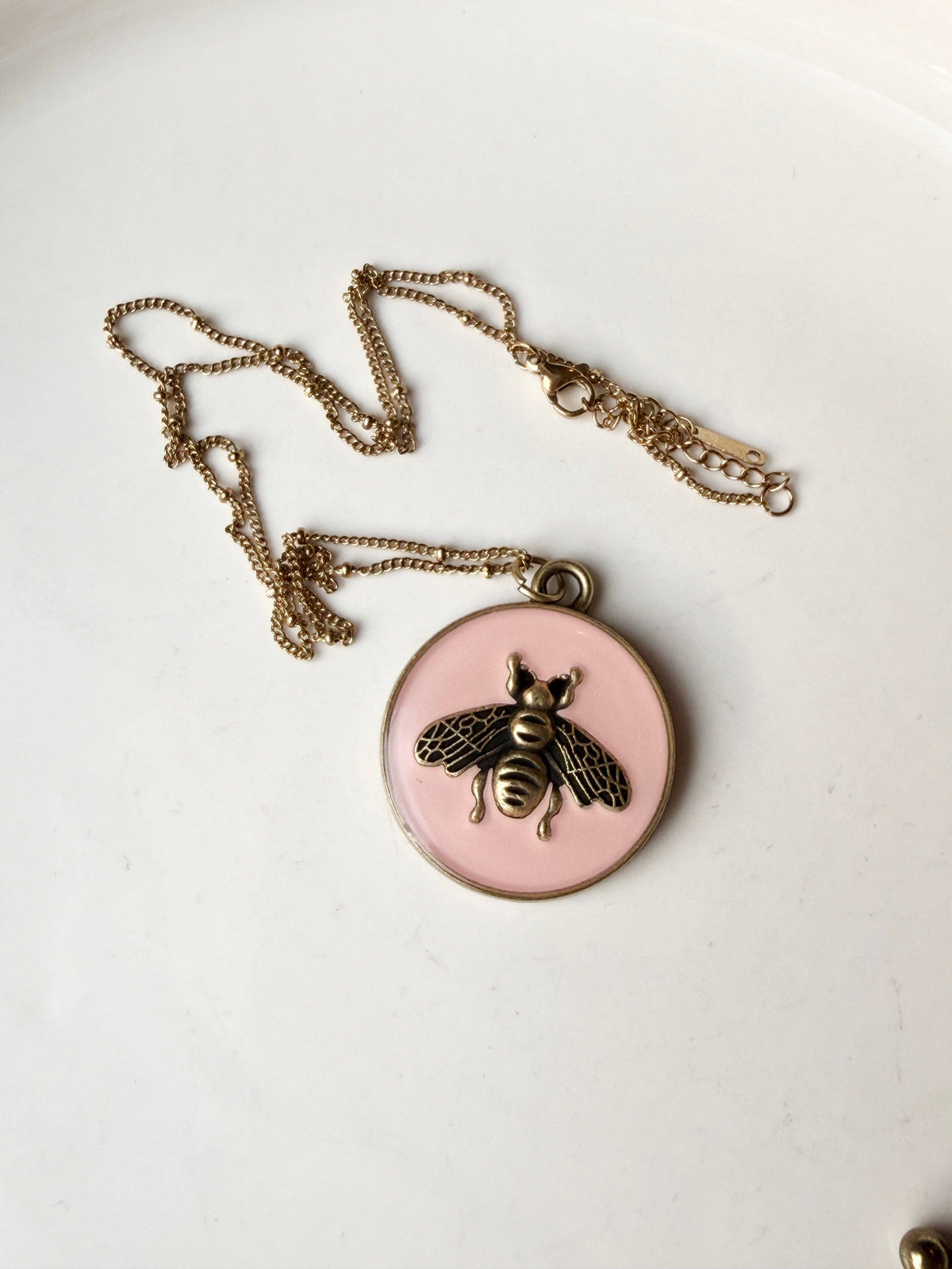 Upcycled Gucci XL Pink Bee Pendant Necklace