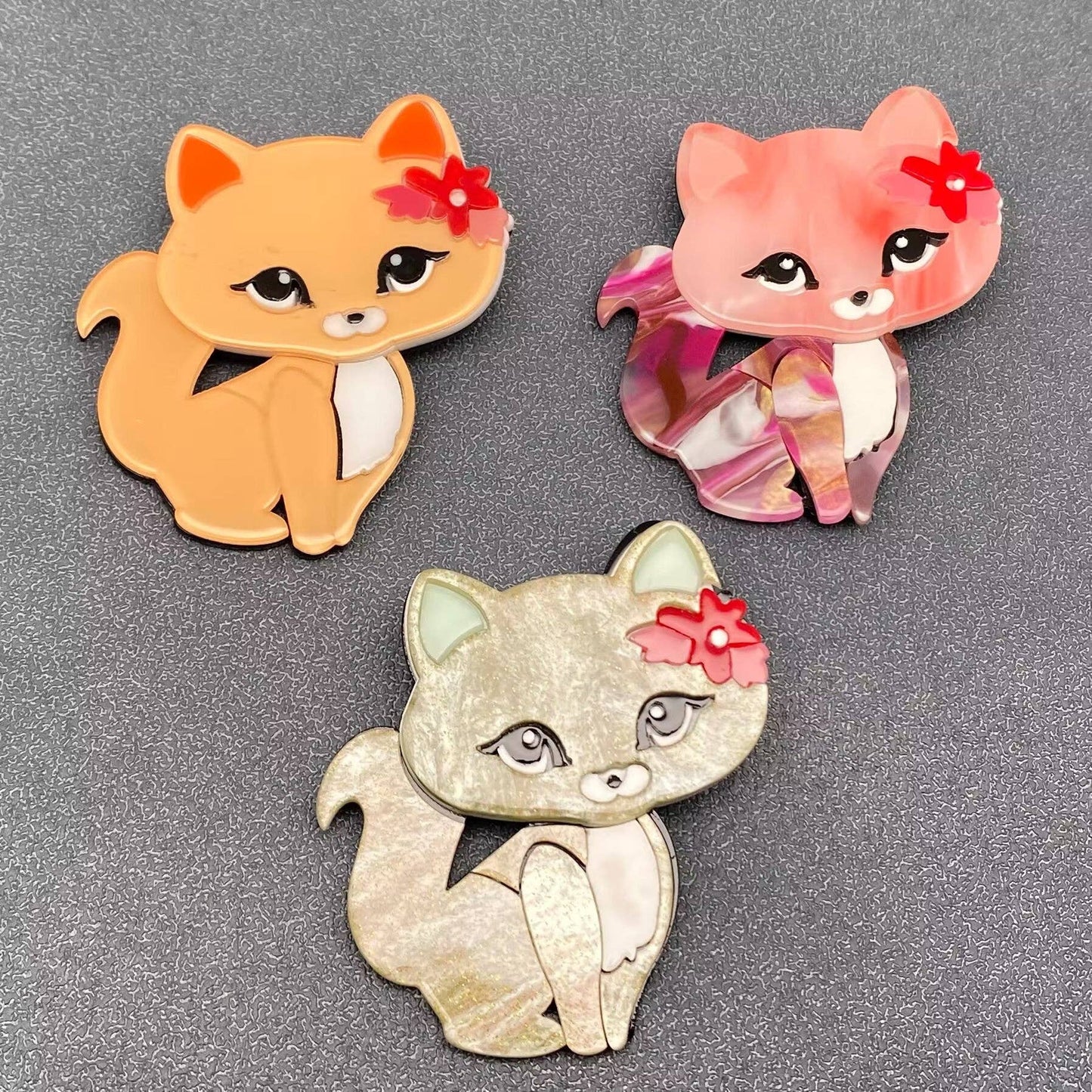 Cute Acrylic Fox Brooch