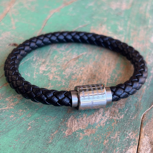 Our Father Stainless Steel Leather Bracelet