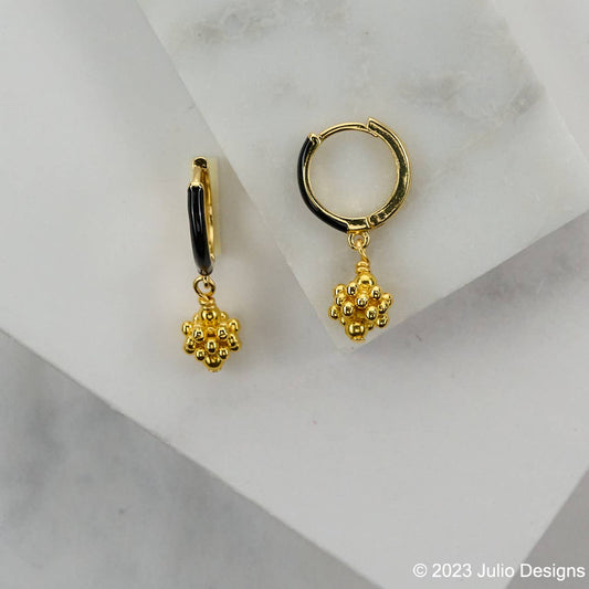 ER618 Enamel Huggie with Bead Drop Earring