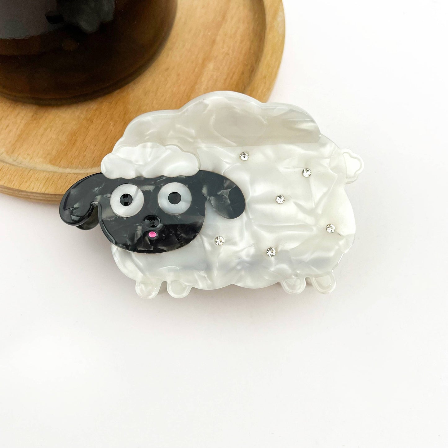 Black Sheep Hair Clip, Acetate Animal Hair Accessory