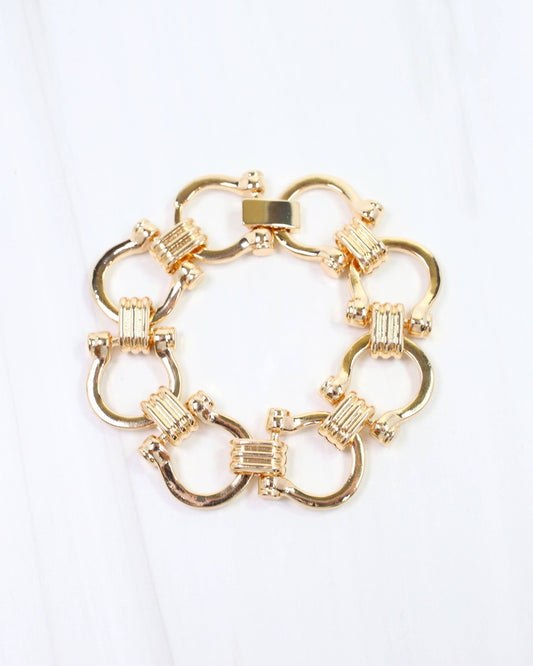Ely Horsebit Chain Bracelet Gold