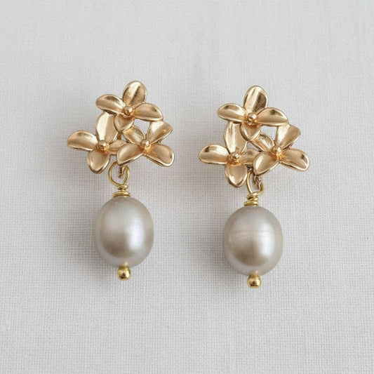 Baroque-Inspired Floral Pearl Drop Earrings
