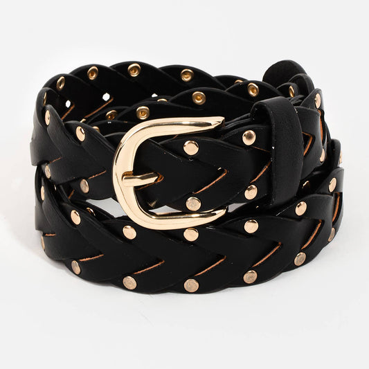Faux Leather Braided Design Fashion Belt