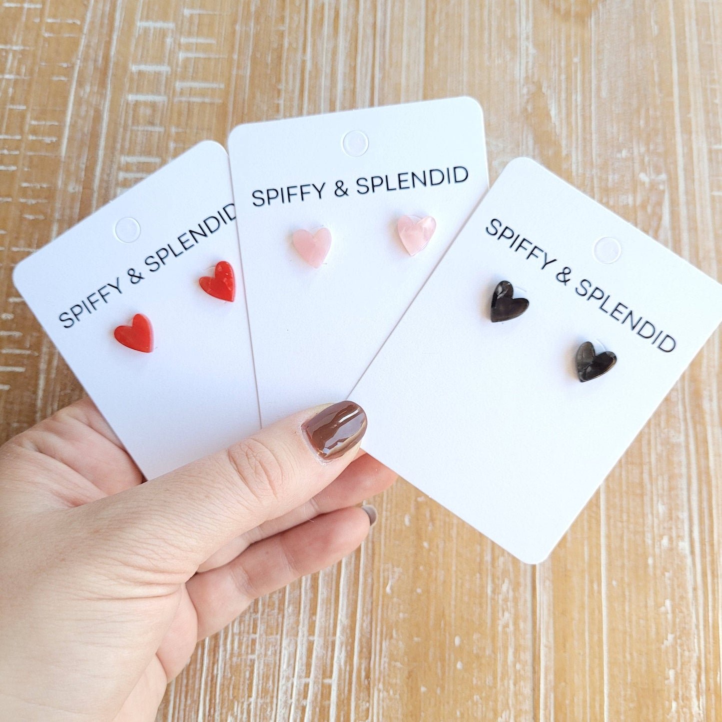 Hand Drawn Heart Studs – Black