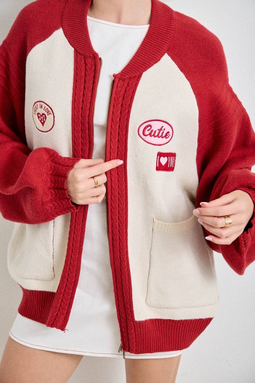 Cutie Patch Zip Sweater