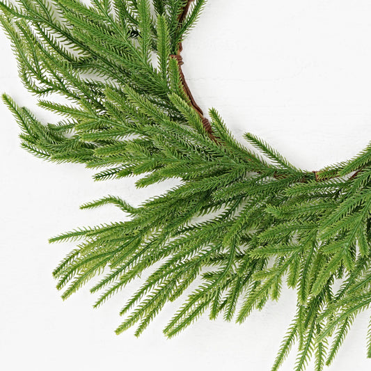Wreath-Soft touch Evergreen Norfolk Pine-