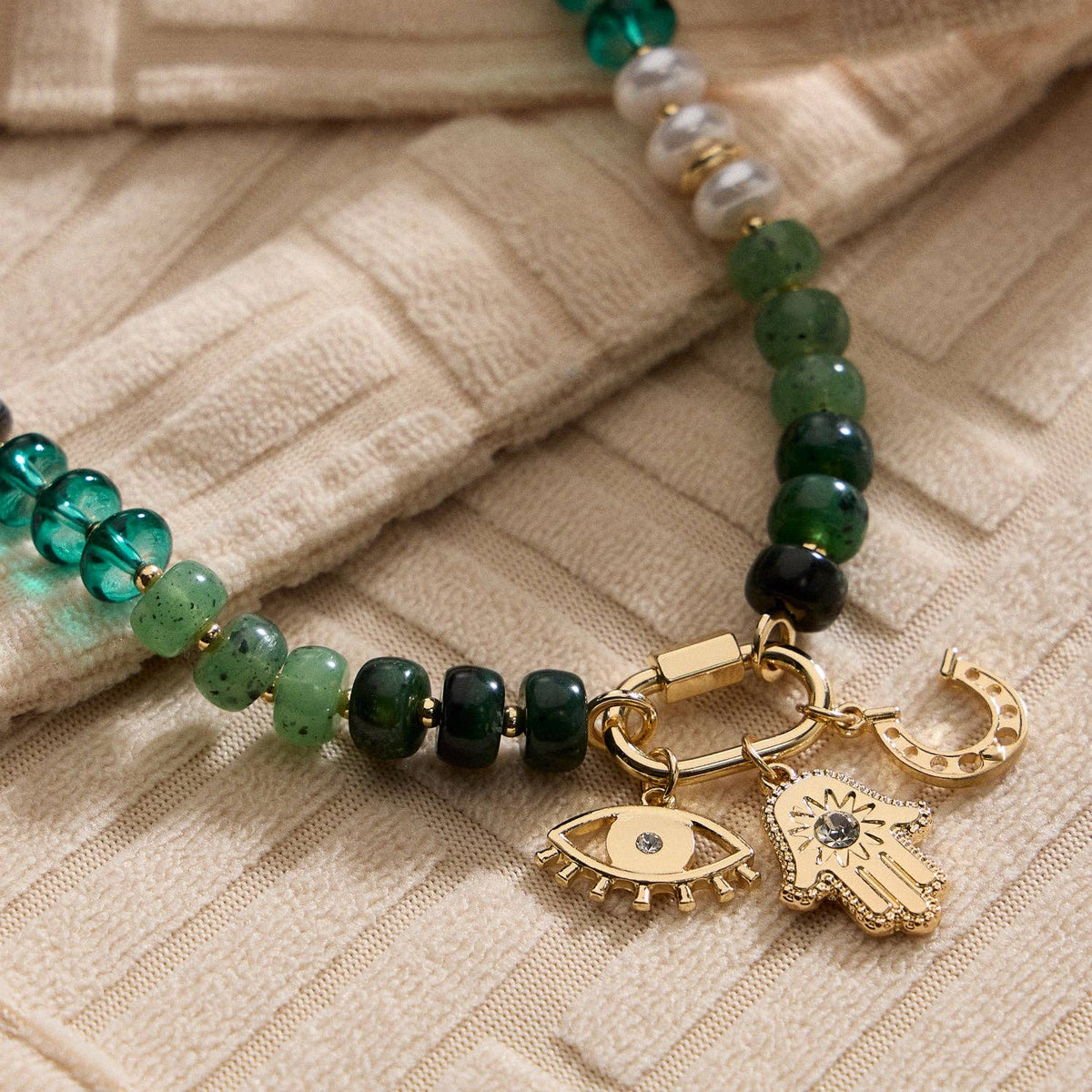 Layered Glass Bead Necklace | Trio of Charms