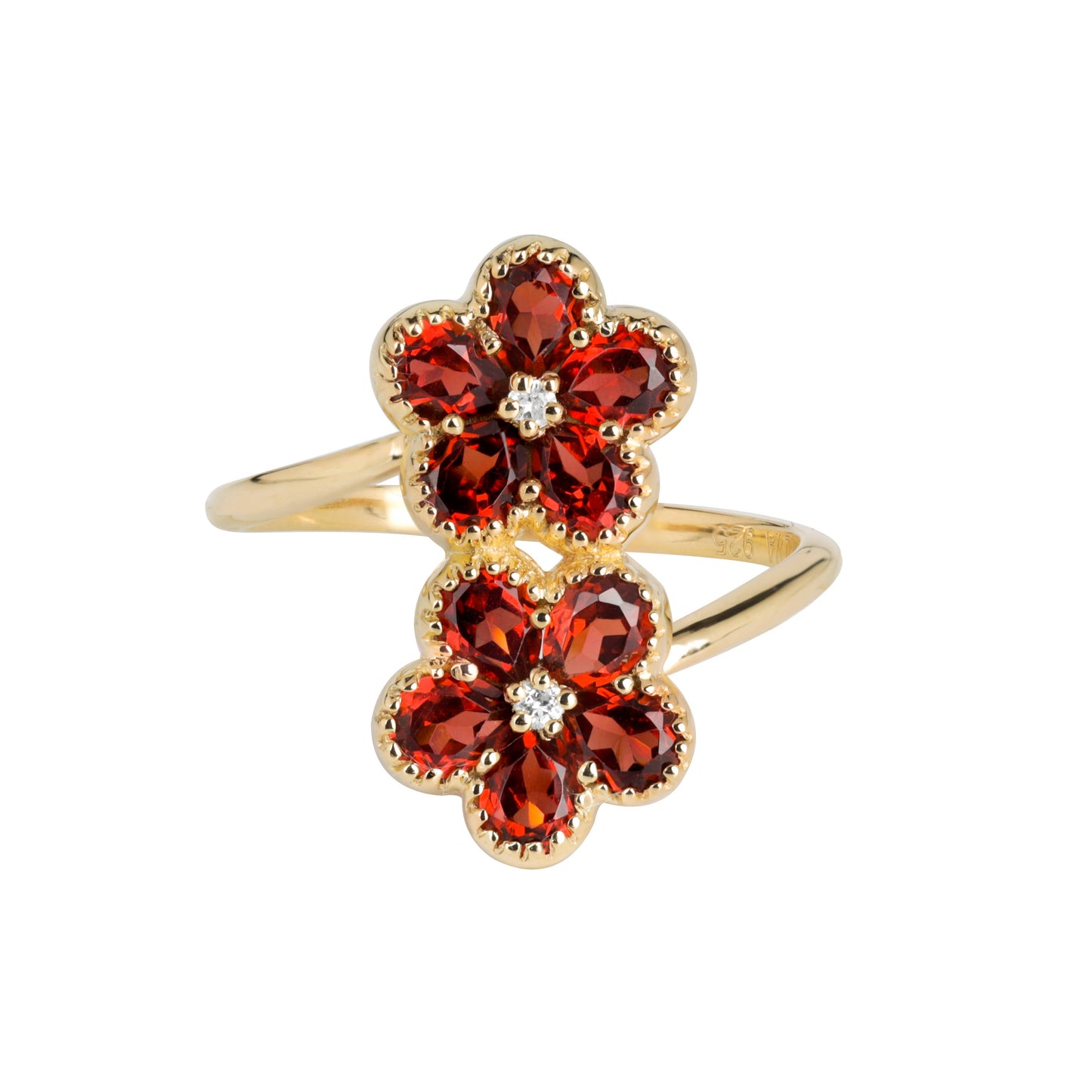 Garnet Blossom Bypass Ring