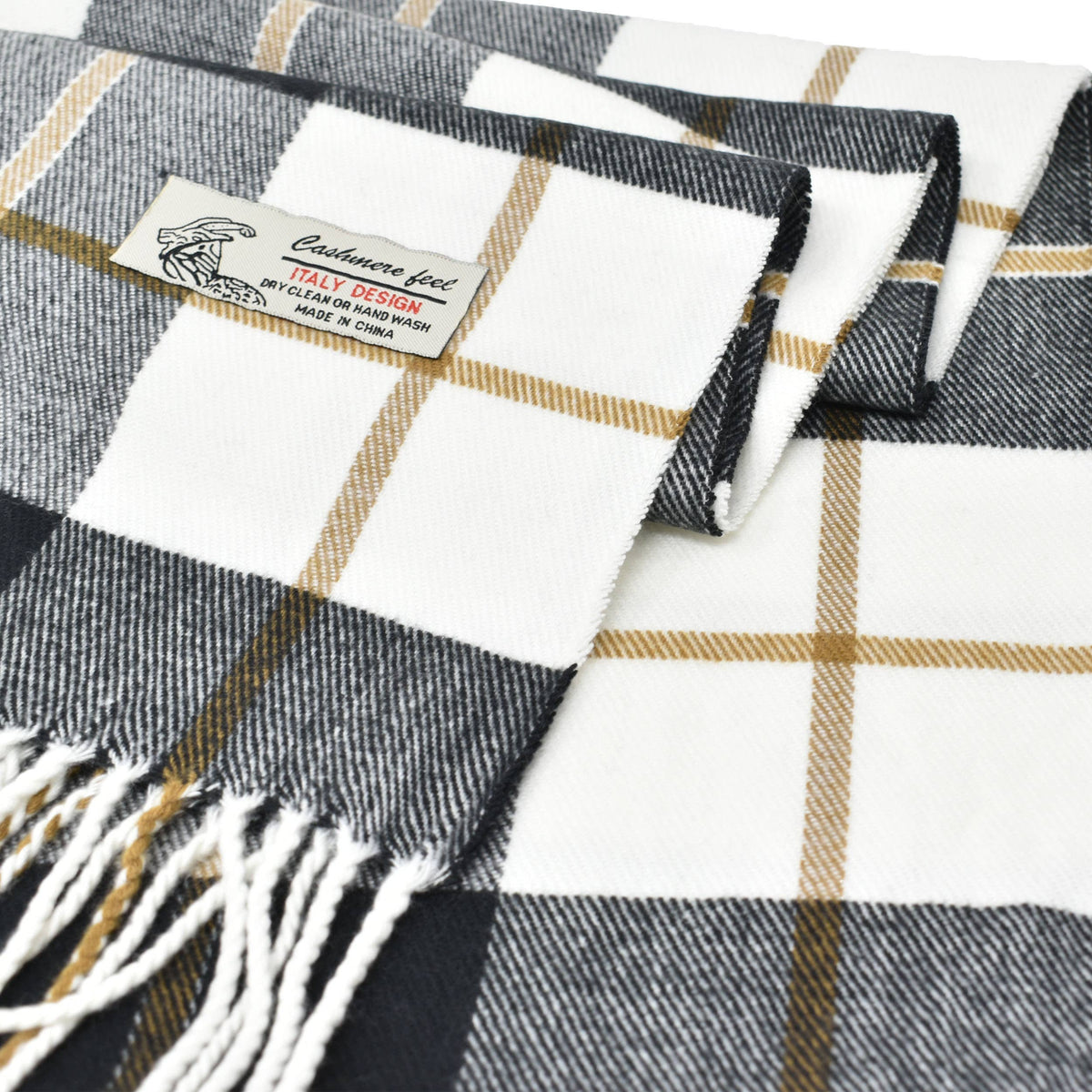 Winter Cashmere Feel Soft Plaid Stripe Scarf Muffler