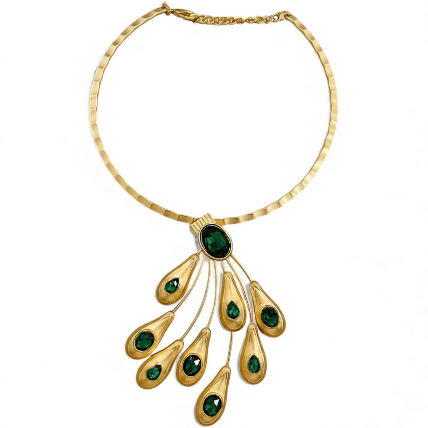 Vintage Green Sculpted Necklace | Handmade Statement Jewelry