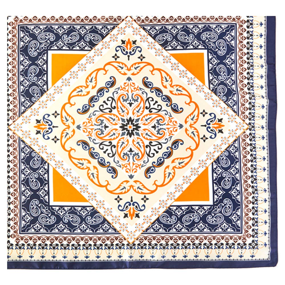 PAISLEY ARABESQUE ORIENTAL BANDANA SQUARE NECK SCARF