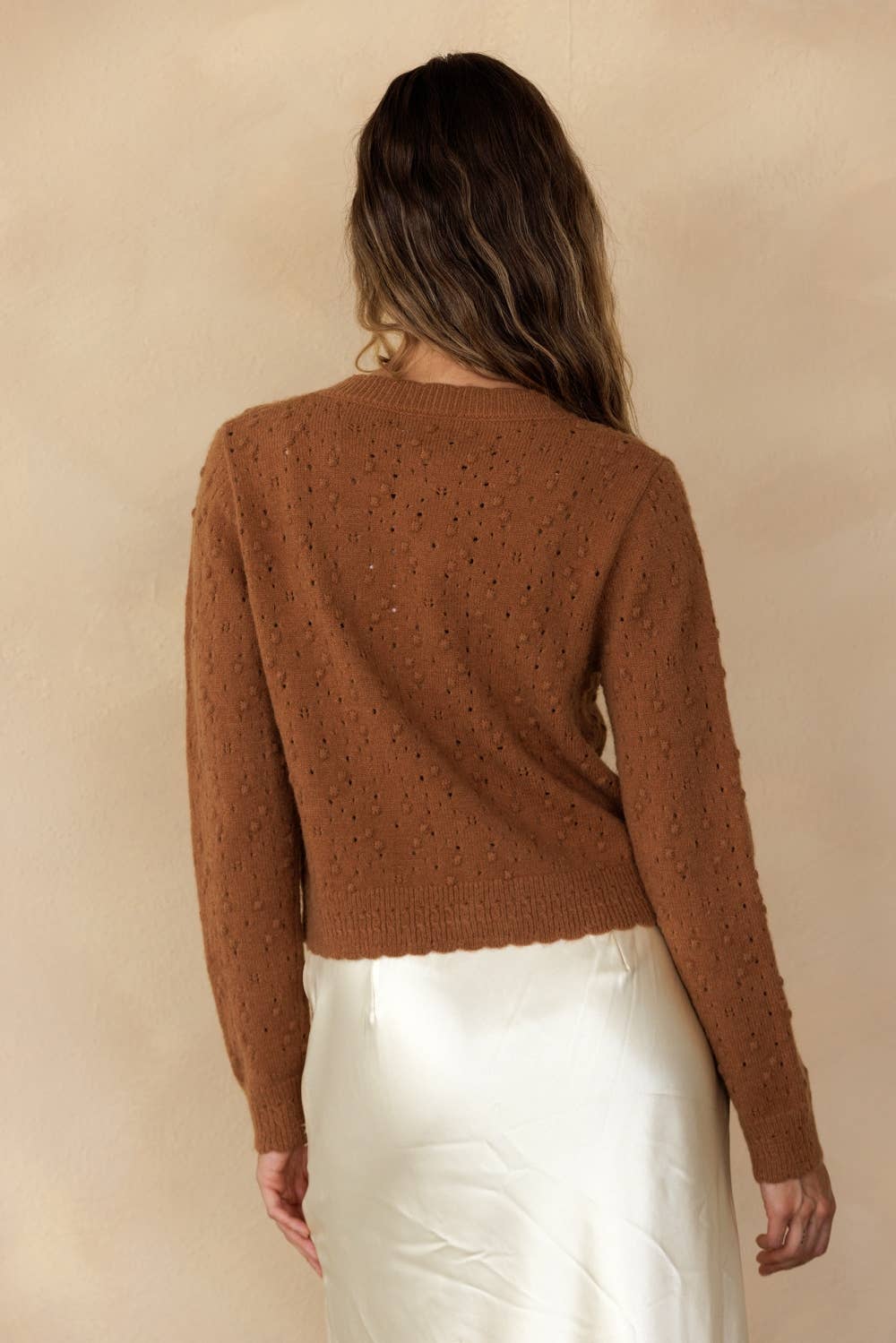 POINTELLE BOBBLE KNIT CARDIGAN