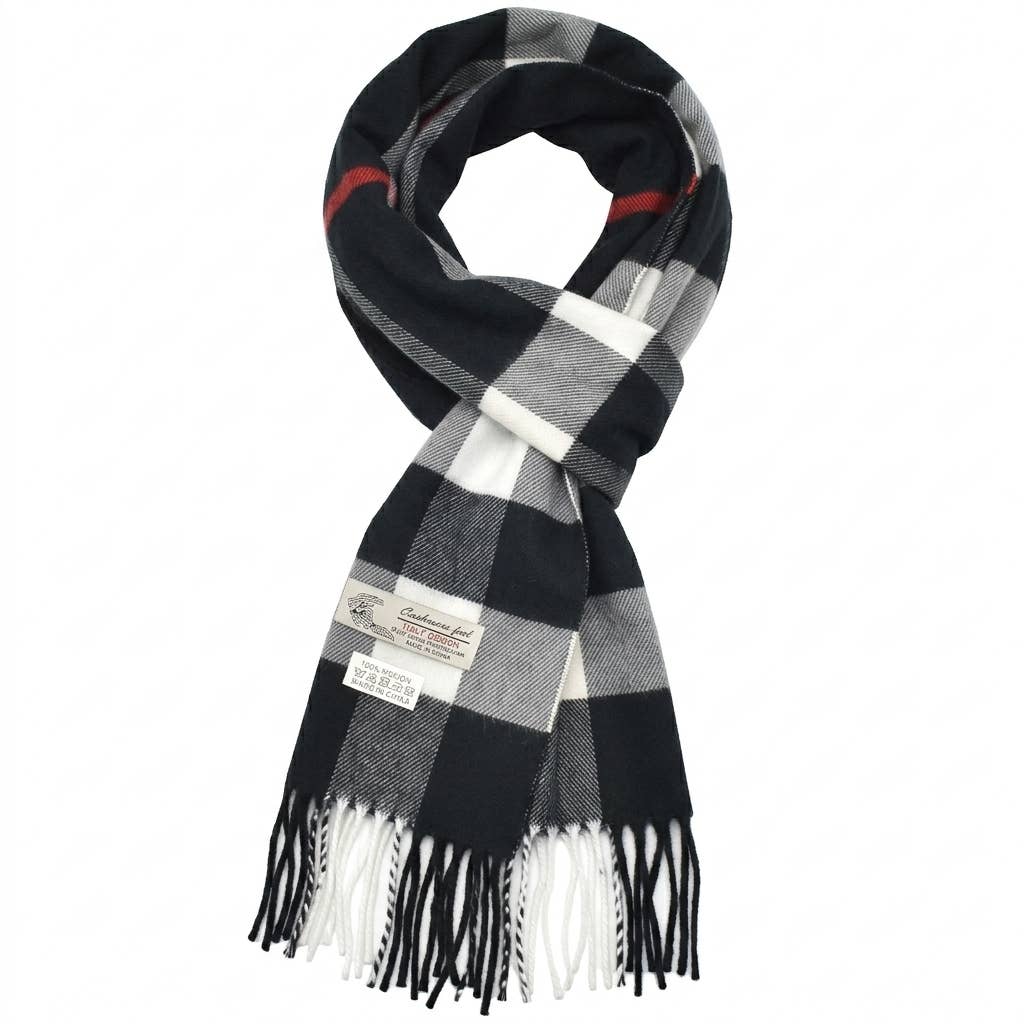 Winter Cashmere Feel Soft Plaid Stripe Scarf Muffler