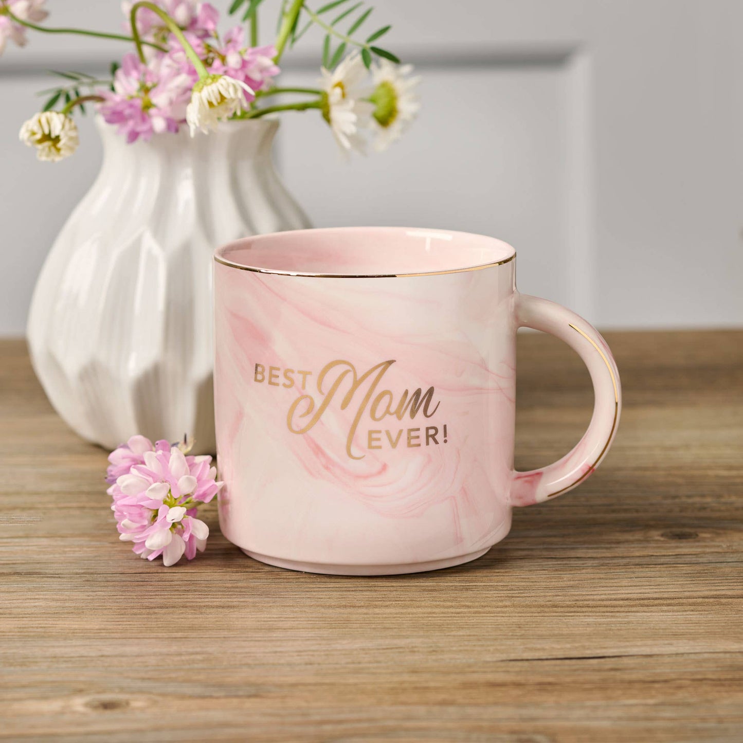 Mug Pink Marbled Best Mom Ever