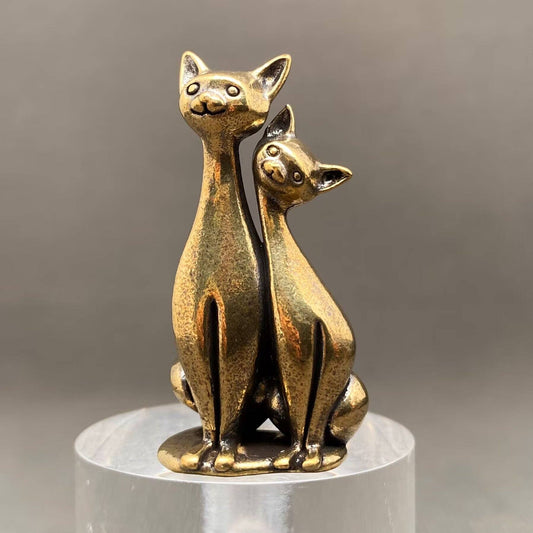 Brass Couple Cats Crafts Decoration Desktop Ornaments