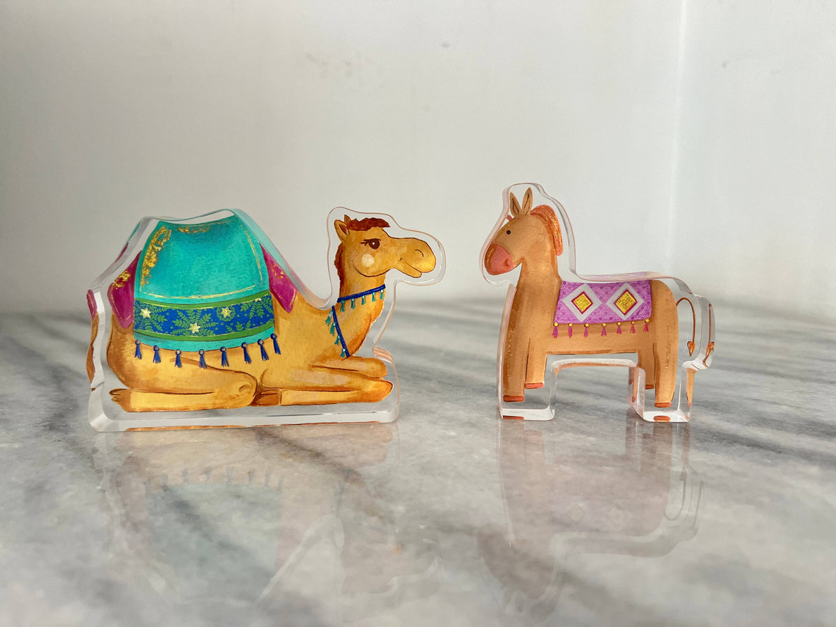 NINE PIECE "For Unto Us" Acrylic Nativity Set